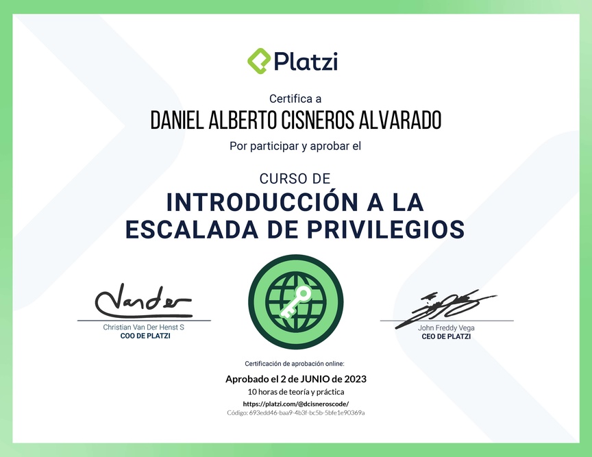Diploma del Curso de Hacking: Escalada de Privilegios