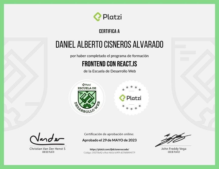 Diploma de la Ruta de Aprendizaje de Frontend con React.js