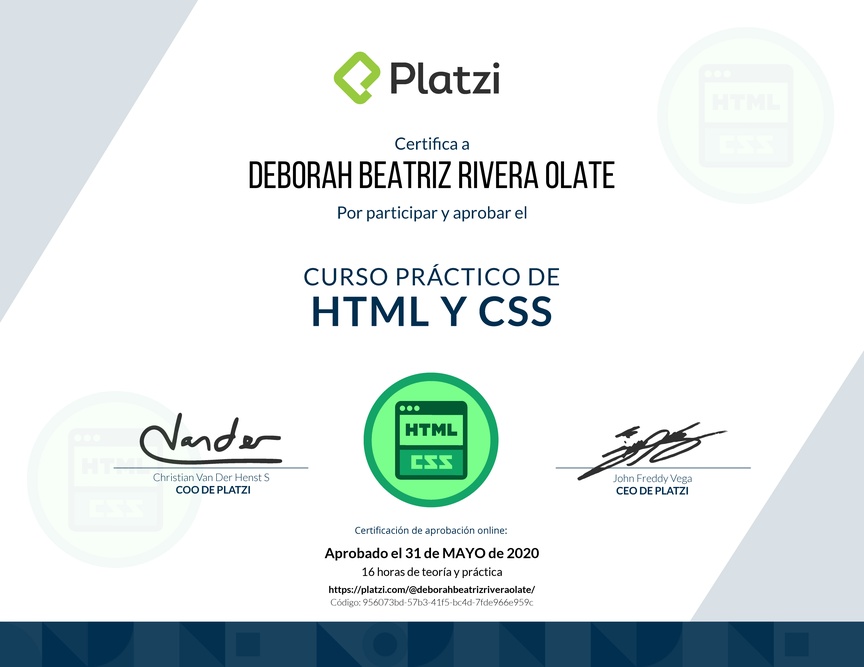 Diploma del Curso Práctico de HTML y CSS