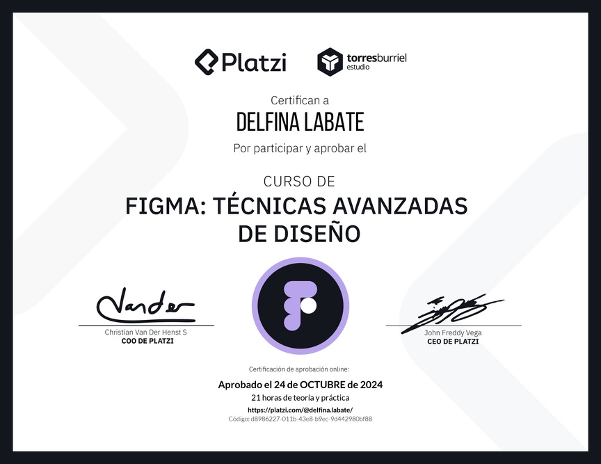 Diploma del Curso de Figma: Técnicas Avanzadas de Diseño