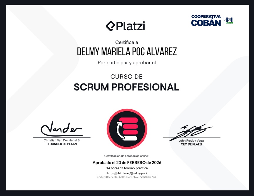 Diploma del Curso de Scrum Profesional