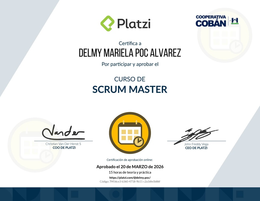 Diploma del Curso de Scrum Master
