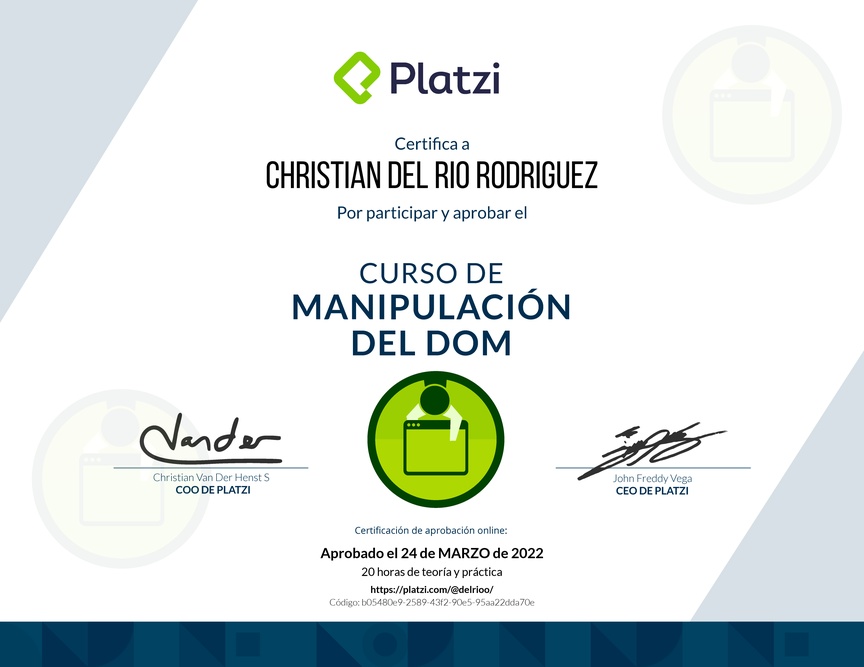 Diploma del Curso de Manipulación del DOM