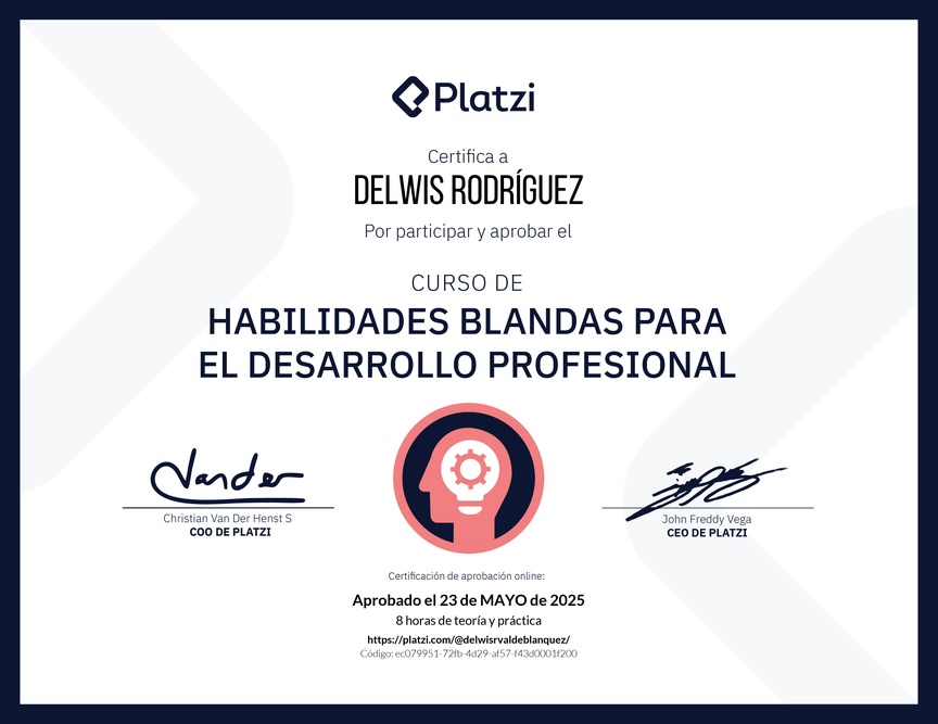 Diploma del Curso de Habilidades Blandas para el Desarrollo Profesional