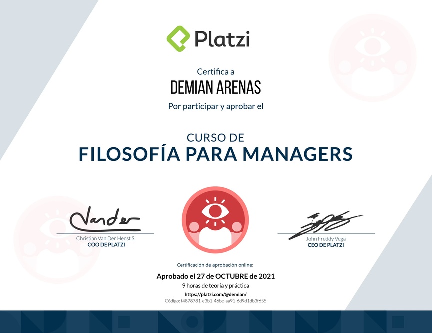Diploma de Audiocurso de Filosofía para Managers