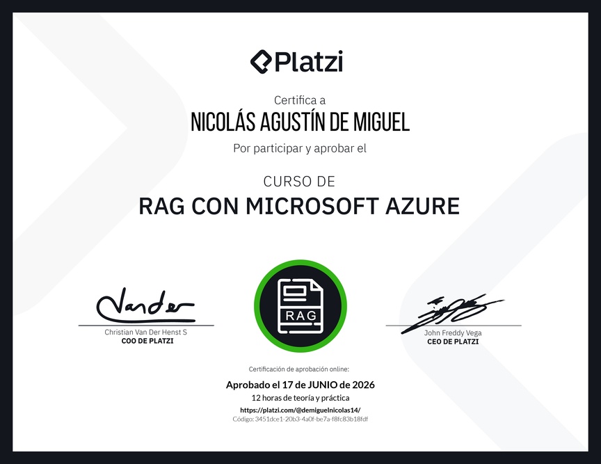 Diploma del Curso de RAG con Microsoft Azure