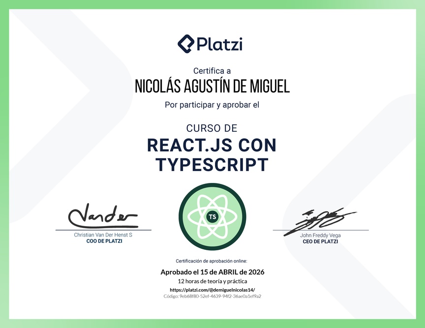 Diploma del Curso de React.js con TypeScript