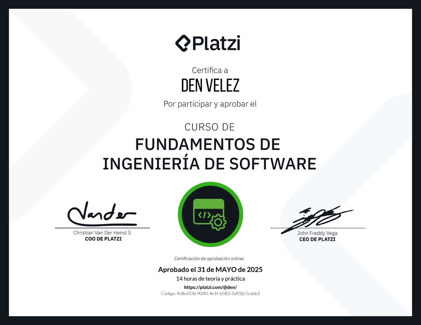 Diploma del Curso de Fundamentos de Ingeniería de Software