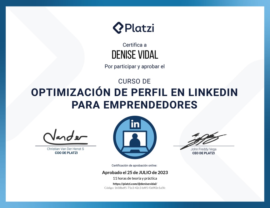 Diploma del Curso de Posicionamiento Profesional en LinkedIn
