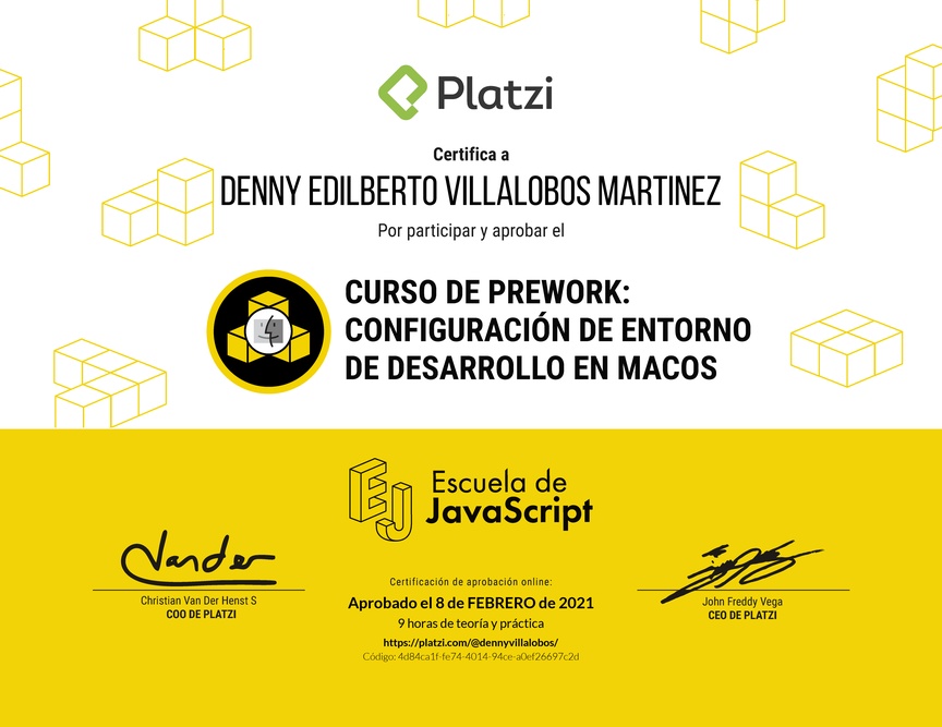 Diploma del Curso de Configuración de Entorno de Desarrollo en macOS