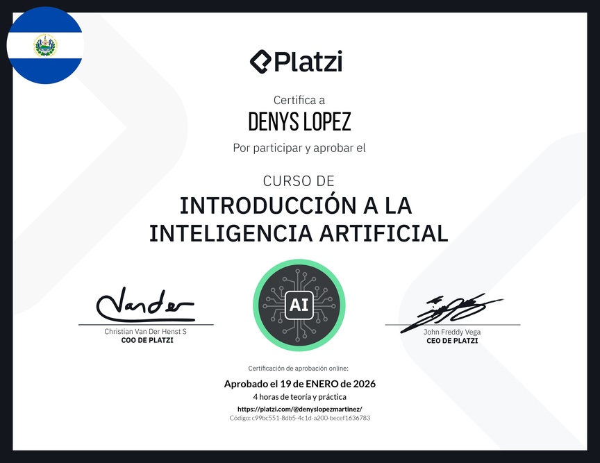 Diploma del Curso Gratis de Introducción a la Inteligencia Artificial