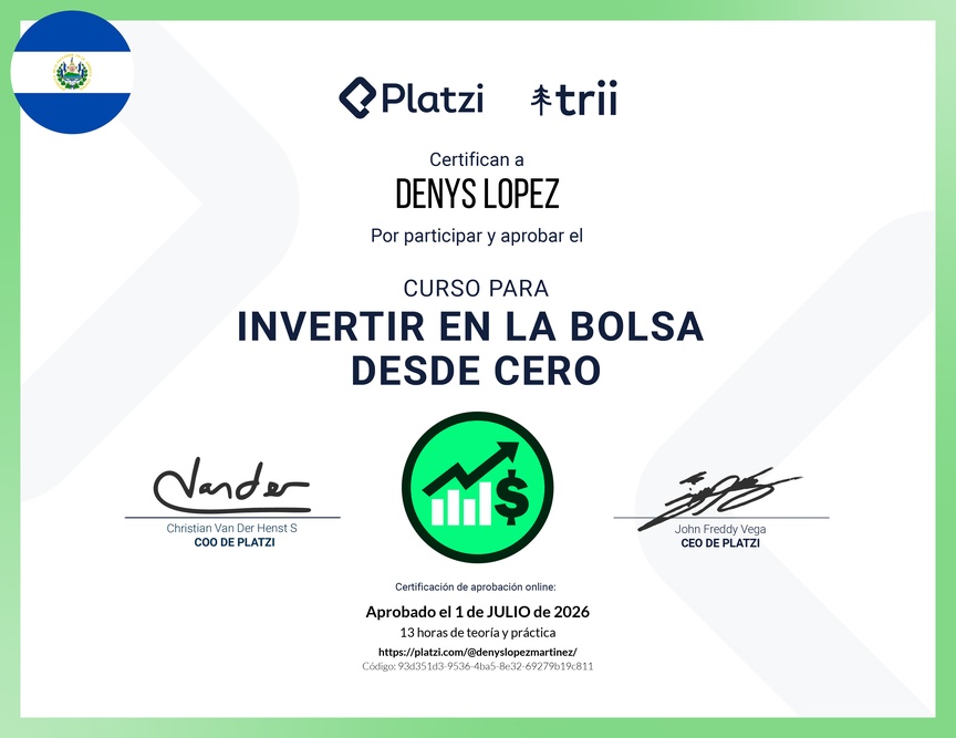 Diploma del Curso de Inversión en la Bolsa