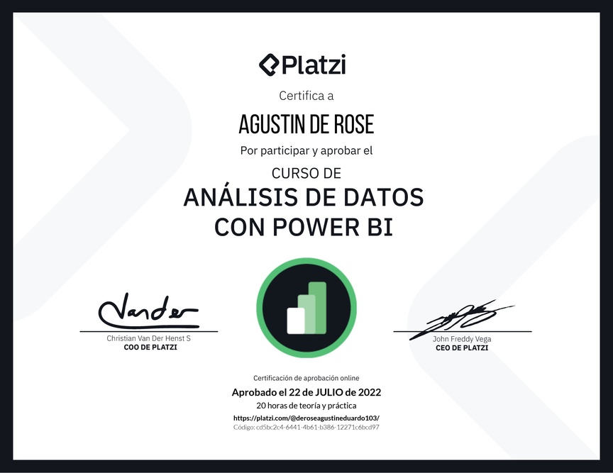 Diploma del Curso de Análisis de Datos con Power BI