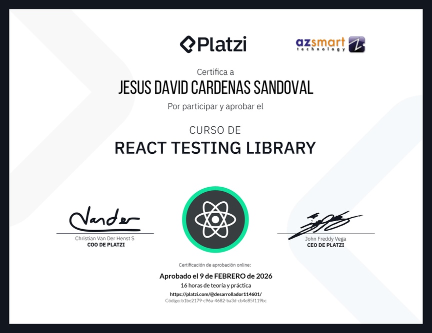 Diploma del Curso de React Testing Library
