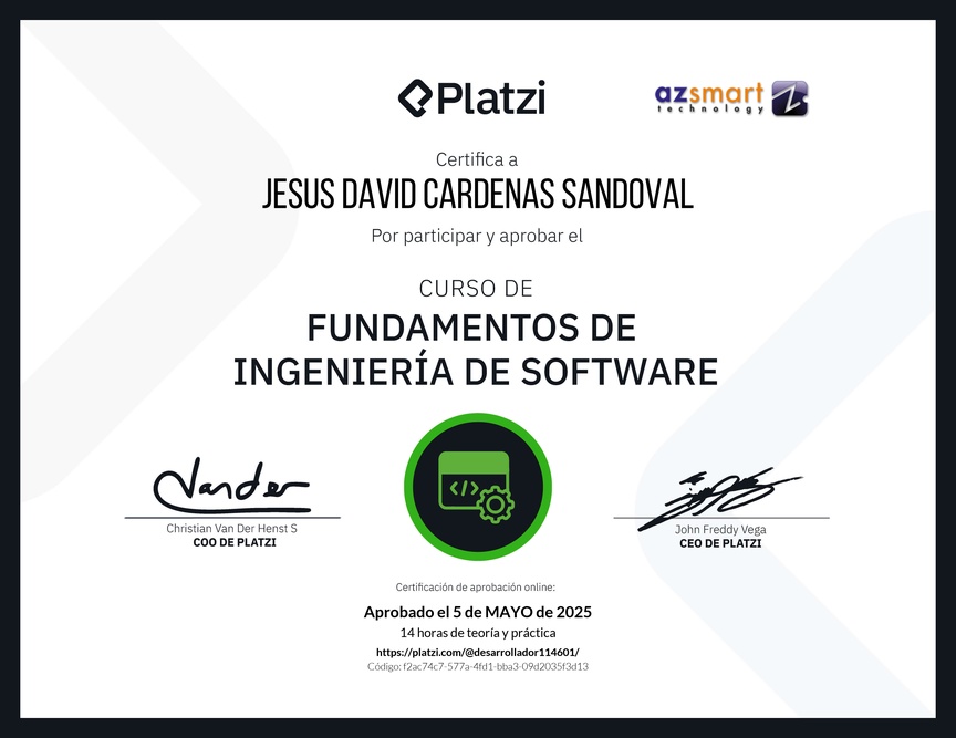 Diploma del Curso de Fundamentos de Ingeniería de Software