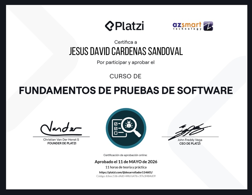 Diploma del Curso de Fundamentos de Pruebas de Software
