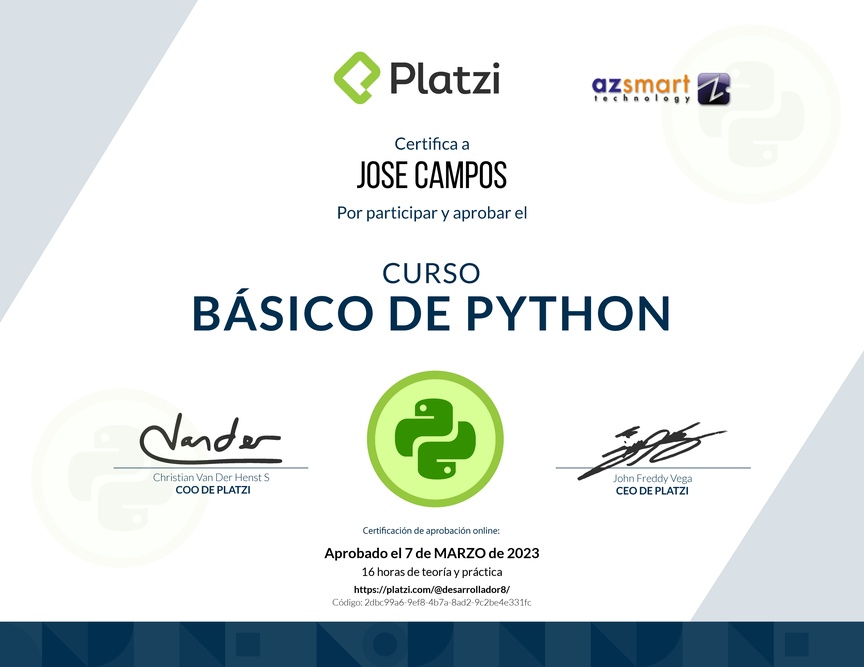 Diploma del Curso Básico de Python