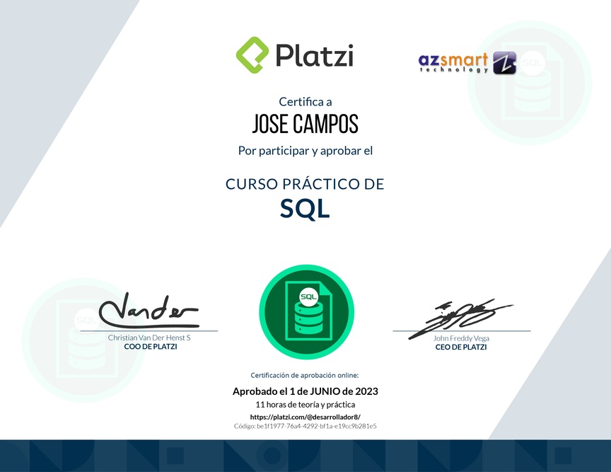 Diploma del Curso Práctico de SQL