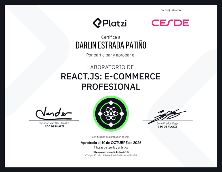 Diploma de Prueba Técnica: E-commerce Profesional con React.js