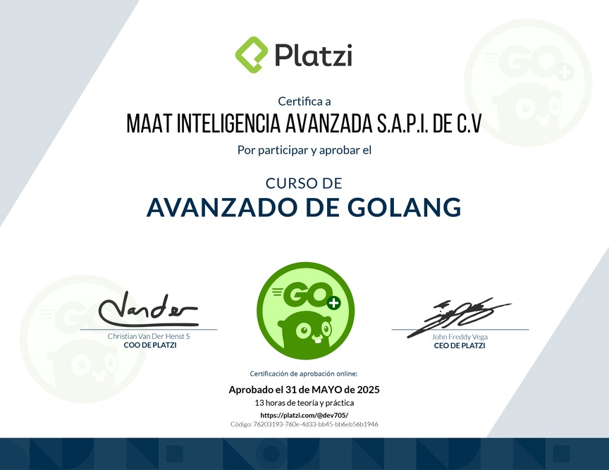 Diploma del Curso de Go Avanzado: Concurrencia y Patrones de Diseño
