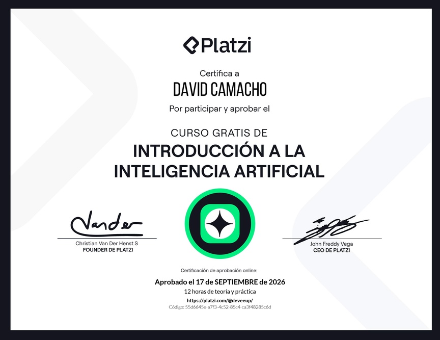 Diploma del Curso Gratis de Introducción a la Inteligencia Artificial