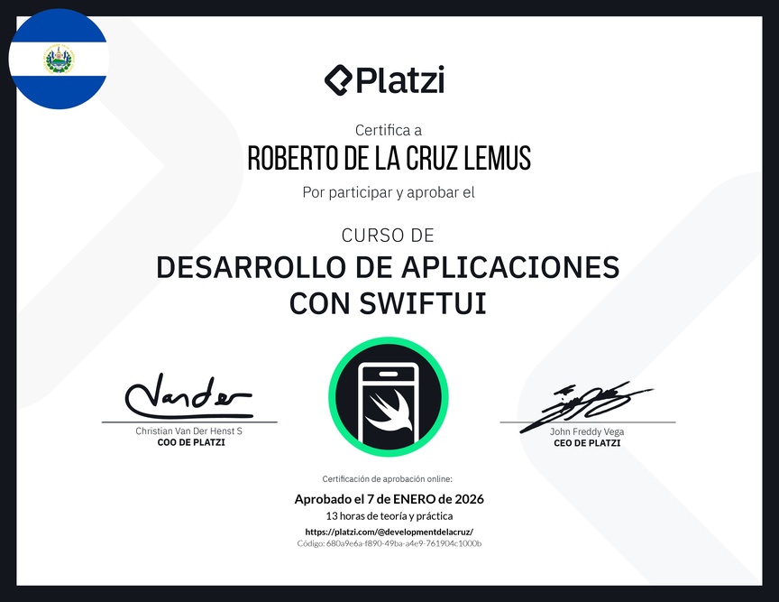 Diploma del Curso de Desarrollo de Aplicaciones con SwiftUI