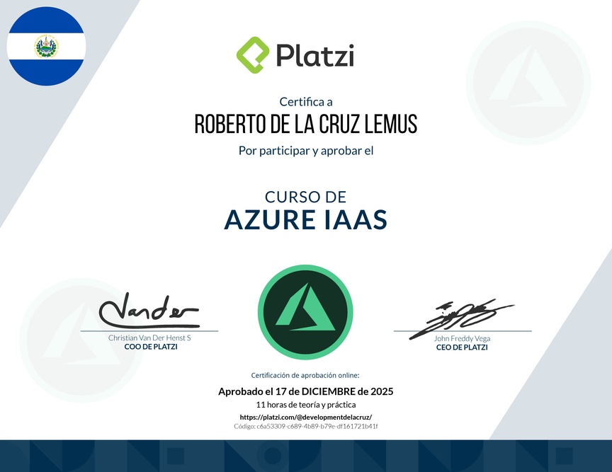 Diploma del Curso de Azure IaaS
