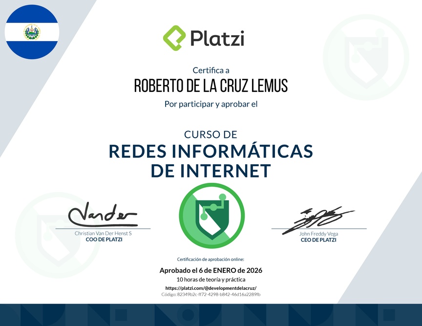 Diploma del Curso de Redes Informáticas de Internet