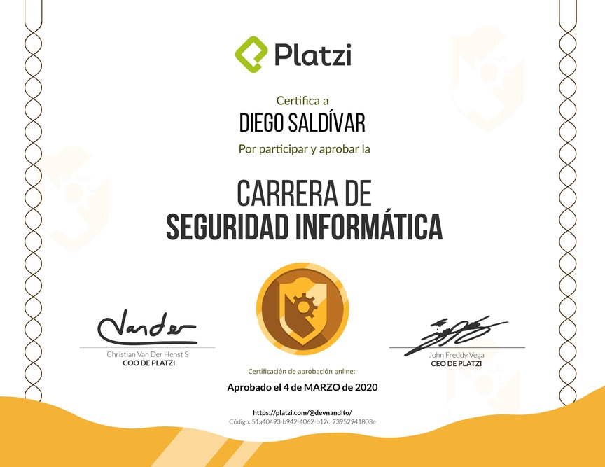 Diploma de la Ruta de Aprendizaje de Seguridad Informática