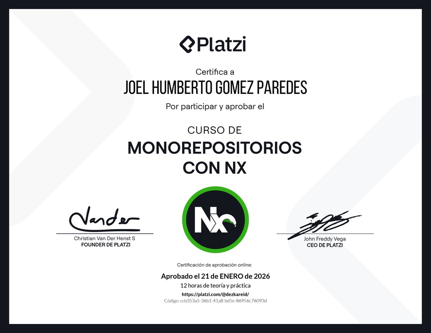 Diploma del Curso de Monorepositorios con NX