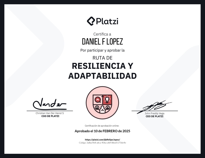 Diploma de la Ruta de Aprendizaje de Resiliencia y adaptabilidad