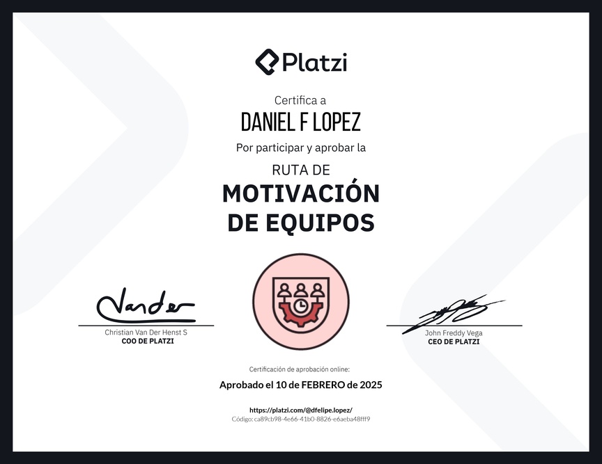 Diploma de la Ruta de Aprendizaje de Motivación de equipos