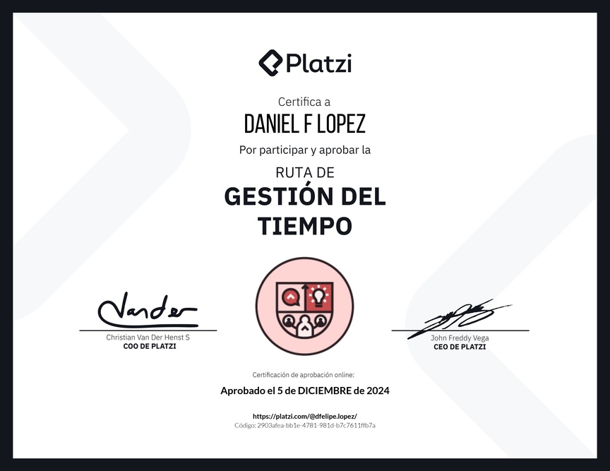 Diploma de la Ruta de Aprendizaje de Gestión del tiempo