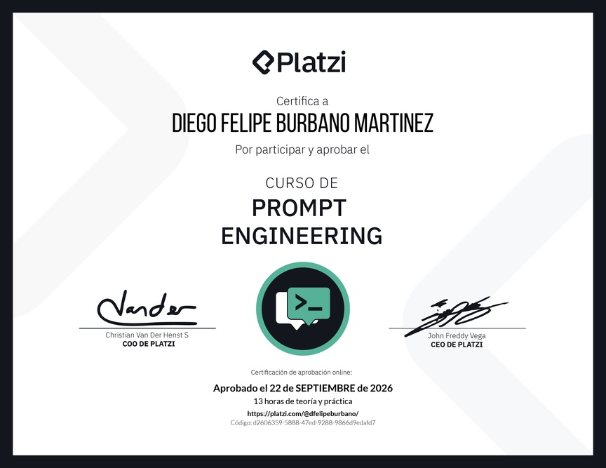 Diploma del Curso de Prompt Engineering