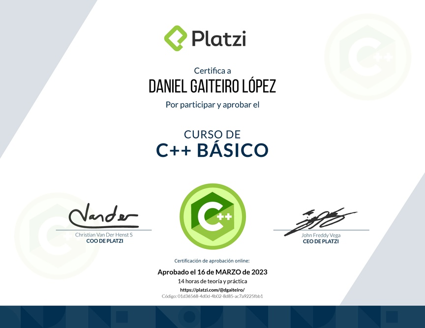 Diploma del Curso de C++ Básico