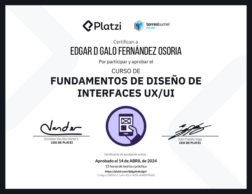 Diploma del Curso de Fundamentos de Diseño de Interfaces UX/UI