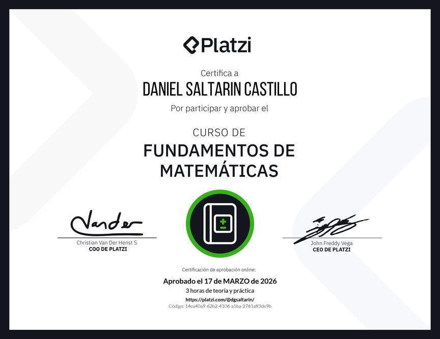 Diploma del Curso de Fundamentos de Matemáticas