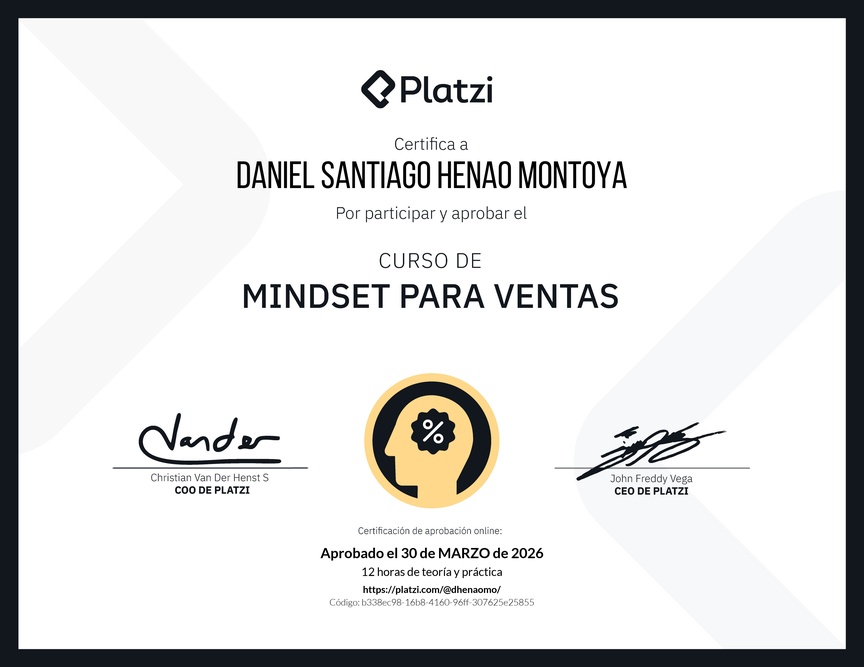 Diploma de Mindset para Ventas