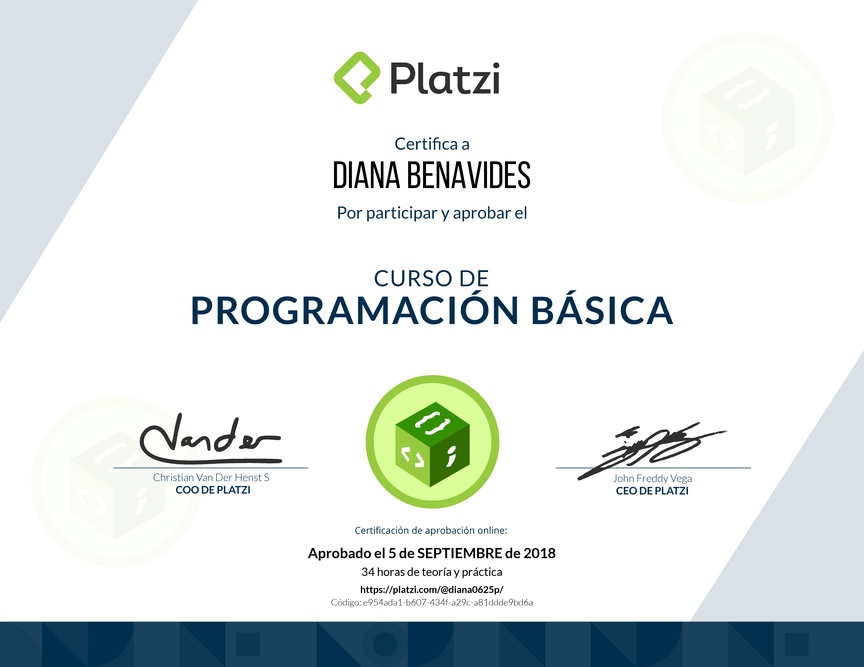Diploma del Curso Básico de Programación