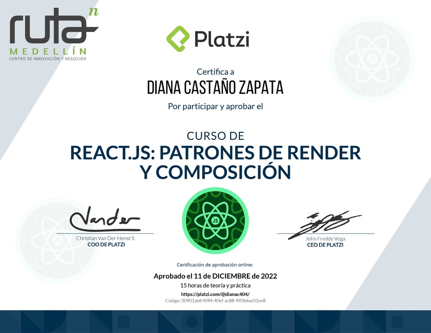 Diploma del Curso de React.js: Patrones de Render y Composición
