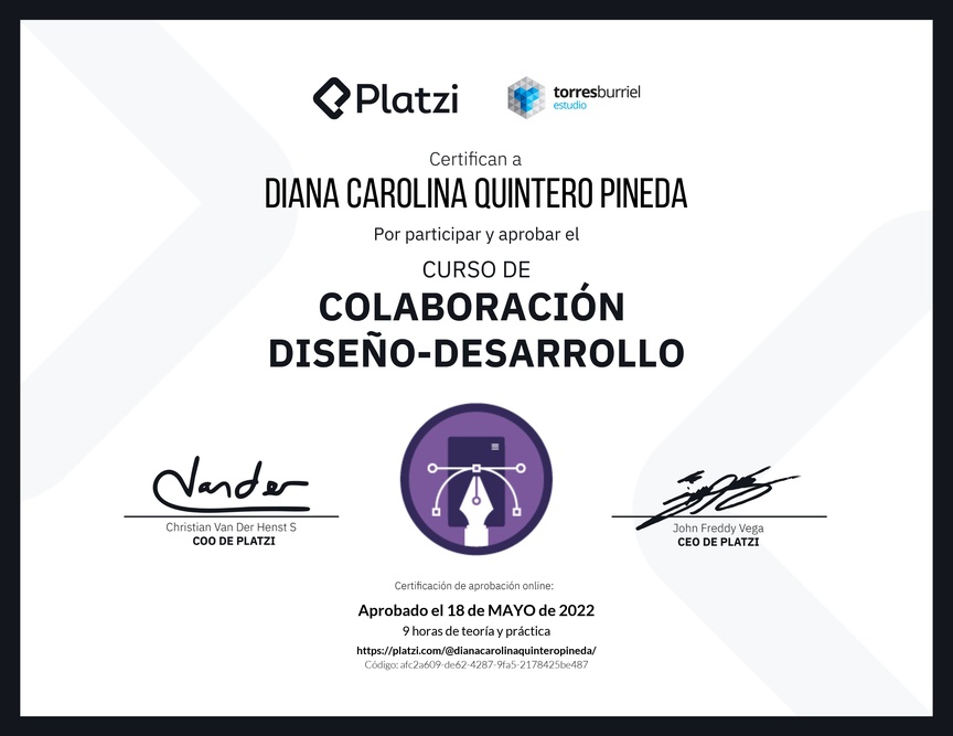 Diploma del Curso de Colaboración Diseño-Desarrollo