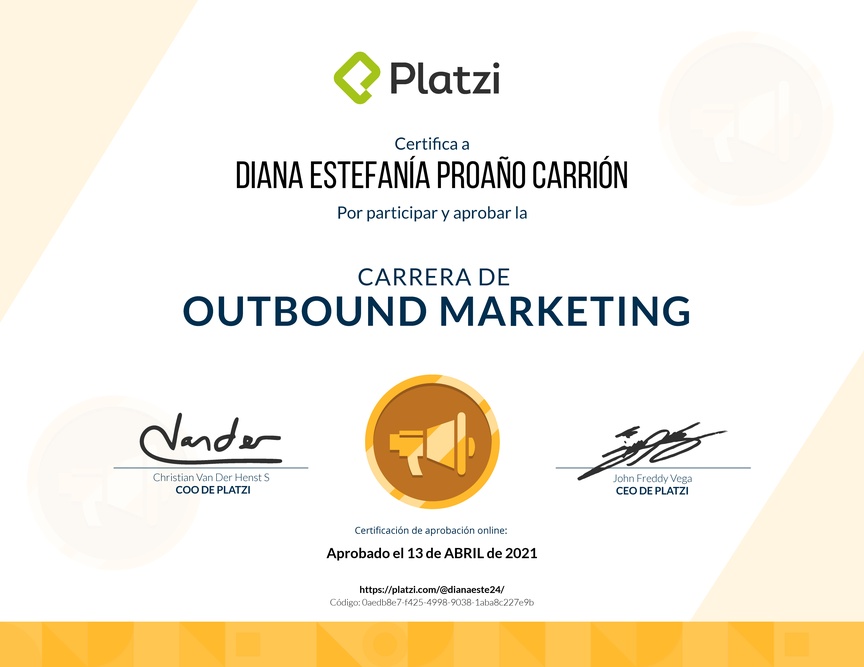 Diploma de la Ruta de Aprendizaje de Outbound Marketing