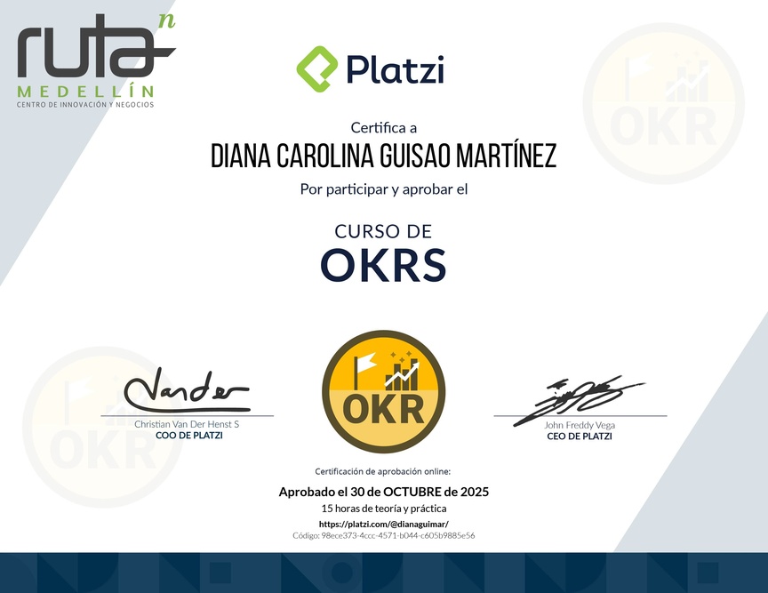 Diploma del Curso de OKRs: Herramienta Clave para Managers