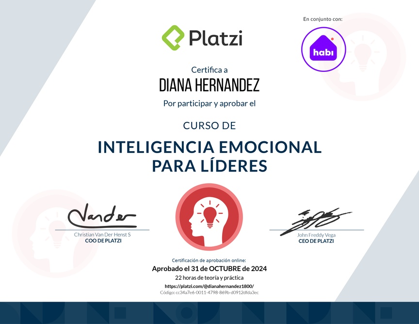 Diploma del Curso de Inteligencia Emocional para Líderes