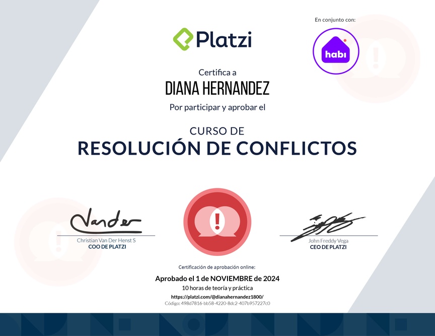 Diploma del Curso de Resolución de Conflictos