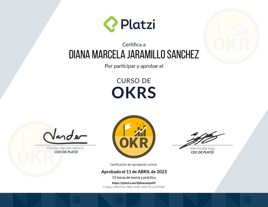 Diploma del Curso de OKRs: Herramienta Clave para Managers