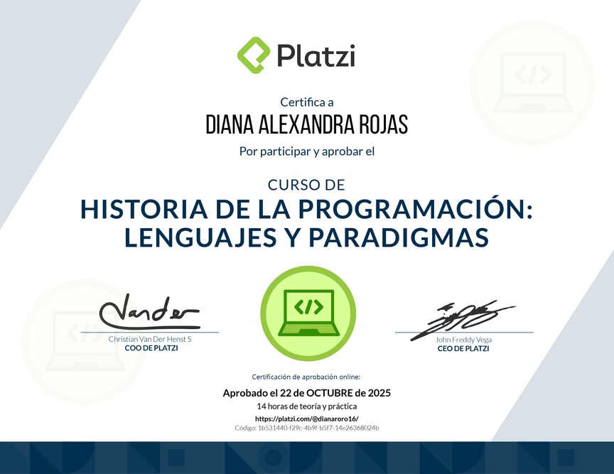 Diploma del Curso de Historia de la Programación: Lenguajes y Paradigmas