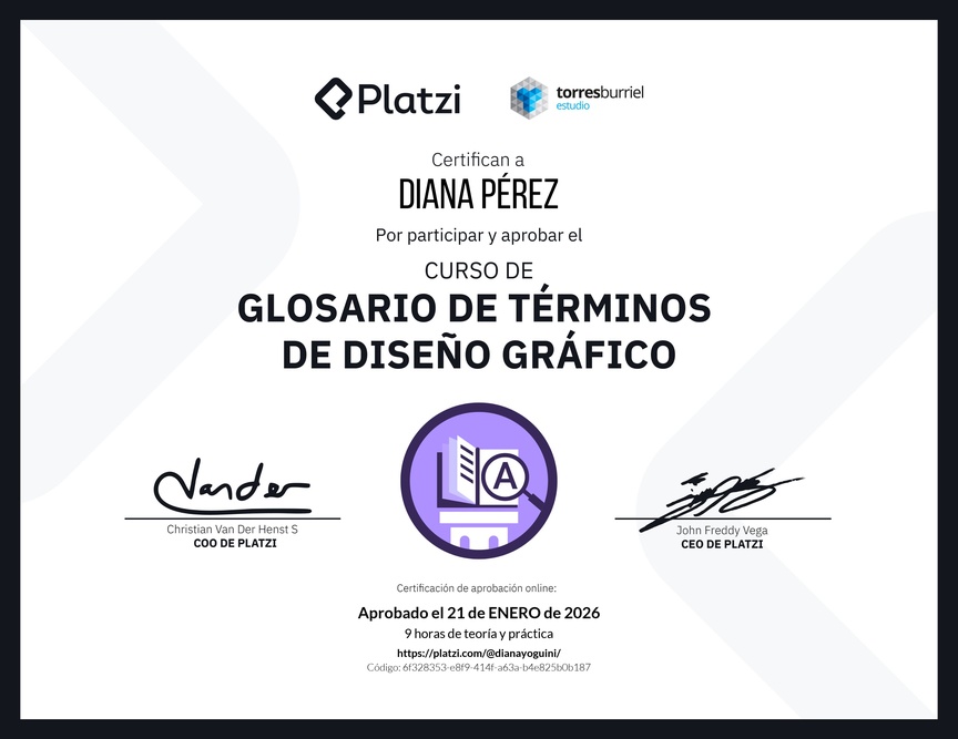 Diploma del Curso de Glosario de términos de Diseño Gráfico