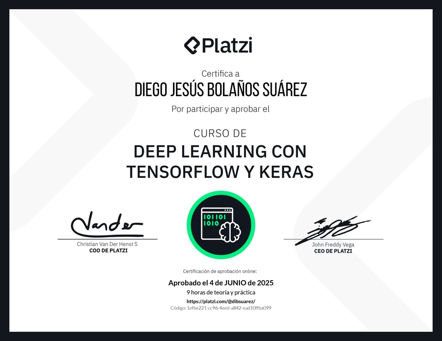 Diploma del Curso de Deep Learning con TensorFlow y Keras