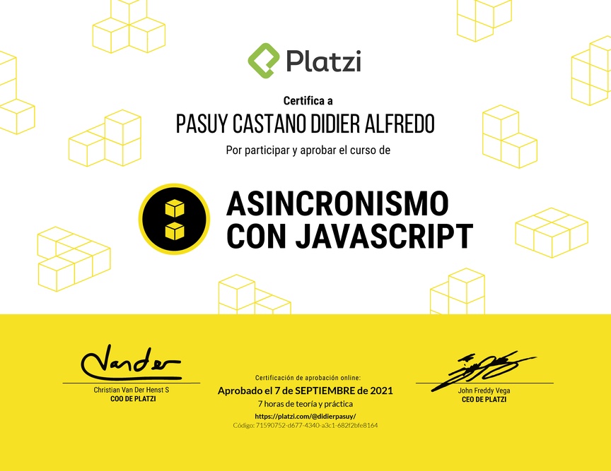 Diploma del Curso de Asincronismo con JavaScript 2019